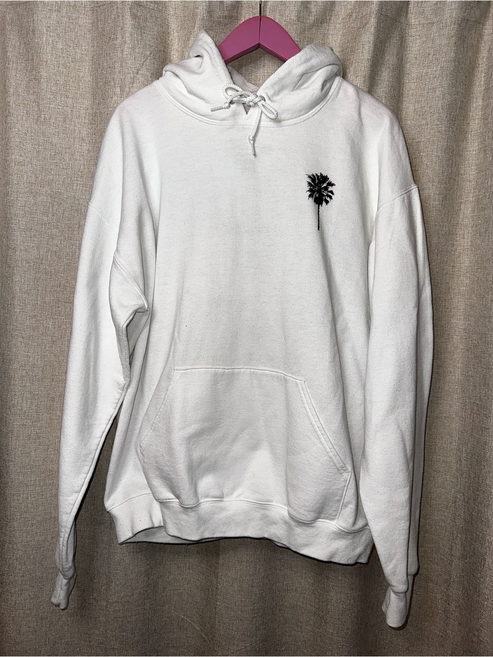 Men's White Hoodie with Palm Tree Embroidery